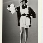 "Very post Mary Richards working woman," Garratt says, wearing white & black MULTIPLES for work.<br/>